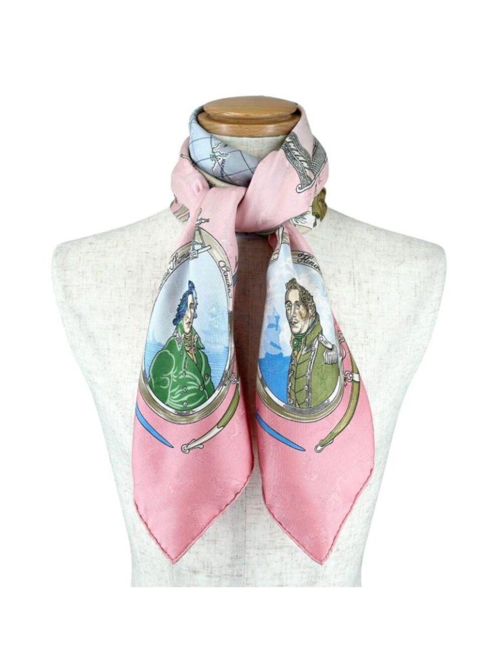 Hermes Carre 90 le Geographe Geographer Silk Pink Scarf - Picture 2 of 6